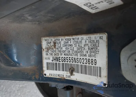 1992 Honda Civic Lx/Ex from USA, damaged, VIN JHMEG8555NS023689